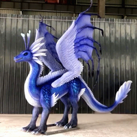 Modèle d'animatronique de dragon sur le thème de la glace pour royaume de dragons mythiques, robot de créature mythique interactive ou décoration à vendre