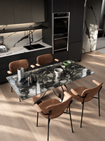 Table à manger de luxe en marbre noir sur mesure, mobilier de salle à manger durable pour appartement, hôtel, villa