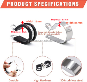 Kẹp giữ ống dây dẫn kiểu vòng chữ P cách điện bằng cao su, thép không gỉ 304, kích thước 1/4 inch, 5/16 inch, 3/8 inch, 1/2 inch, 5/8 inch, 3/4 inch, 1 inch - Product Image 3