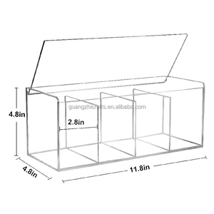Rõ ràng <span class=keywords><strong>Acrylic</strong></span> cà phê thanh phụ kiện chia hộp hình chữ nhật <span class=keywords><strong>Acrylic</strong></span> 4 ngăn hiển thị trường hợp với nắp - Product Image 2