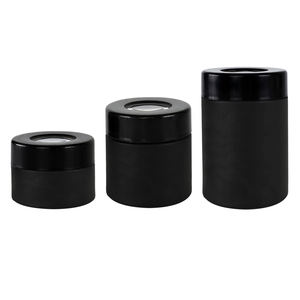 3.5g 3oz Black UV/Printed Matte Black Flower Jar <strong>Frosted</strong> Straight Sided Round Glass Jar with Child Resistant Black Plastic Lid - Product Image 3
