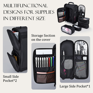 Professional <b>Makeup</b> Rolling <b>Case</b> with Small Carry Bag Large Cosmetology <b>Cases</b> on Wheels Nylon Cosmetic Organize Nail <b>Case</b> - Product Image 3