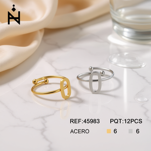 Bague en acier inoxydable plaqué or, bijou unisexe tendance, cadeau - Product Image 2