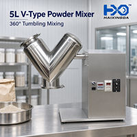 Équipement de mélange de poudre robuste de type V de 5 L pour le mélange de poudres métalliques, fonction de rotation continue, tambour fiable en acier inoxydable