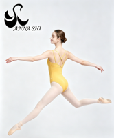 Maillot de Ballet para Mujer con Doble Tirante, Fruncido Frontal y Espalda Cruzada, Ideal para Gimnasia y Danza