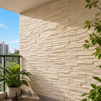 Panneau WYRAX aspect pierre grès jaune pour hall d'hôtel 300x1200mm, léger en PU, installation facile, pour usage professionnel