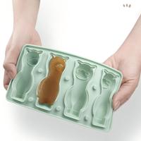 Moule à glaçons en silicone vert et bleu en forme de lama, 4 cavités, alpaca debout pour les bars à smoothies
