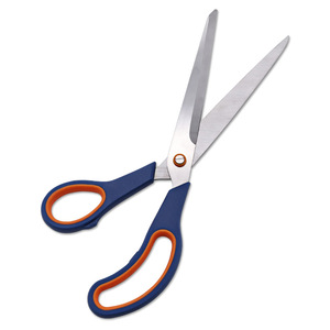 Tailor's <b>Scissors</b> 11 Inch Stainless Steel Fabric Cutting Home Use Blue Orange Handle - Product Image 1