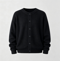 Vente en gros de pulls en tricot pour hommes sur mesure, col rond côtelé, boutons sur le devant, tricot surdimensionné, adapté à l'automne et à l'hiver