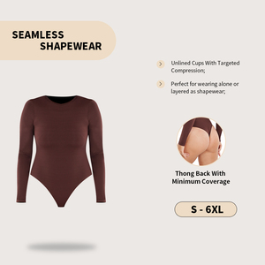 SSHAPER Logo accepté femmes à manches longues body moulante Compression une pièce sans couture slip respirant Shapewear string - Product Image 4