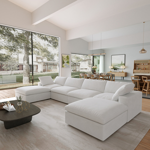 ATUNUS Divano Componibile <span class=keywords><strong>Moderno</strong></span> a Forma di U per <span class=keywords><strong>Soggiorno</strong></span>, Lavabile, 4 Posti, <span class=keywords><strong>Bianco</strong></span>, Stile Nuvola, Set Divani Modulari per Famiglia - Product Image 5