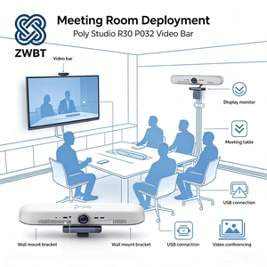 Poly <span class=keywords><strong>Studio</strong></span> R30 P032 Videocamera 4K con Zoom Digitale 5X, Tracciamento AI, Microfono e Altoparlante Integrati per Piccole Sale Riunioni - Product Image 6
