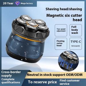 Rasoir électrique rotatif à six têtes rechargeable par USB, étanche IPX6, 5 lames, autonomie de 120 minutes, pour le visage, usage domestique masculin, garantie 1 an - Product Image 3
