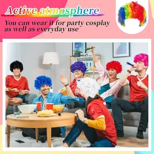 Perruque ronde bouclée Clown coiffure Cosplay enfants adulte explosant fête accessoires fête chapeau décoration Football Fans <span class=keywords><strong>Afro</strong></span> perruque - Product Image 5