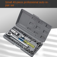 Kit d'outils combinés pour voiture et moto de 40 pièces avec clés à douilles en acier au chrome-vanadium, tournevis, embouts, barres d'extension