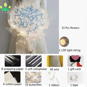 Fiori <span class=keywords><strong>artificiali</strong></span> fai da te <span class=keywords><strong>Kit</strong></span> di arte artigianale 33 pz bouquet di farfalle con luci a LED per principianti <span class=keywords><strong>Kit</strong></span> di artigianato regalo floreale per matrimonio - Product Image 5