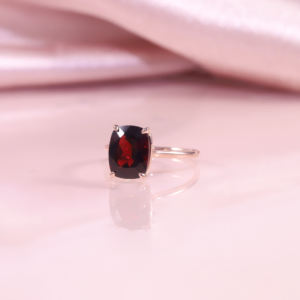 Joyería de calidad garantizada al por mayor cojín 8x10mm 4,67ct granate personalizado sólido <span class=keywords><strong>oro</strong></span> rosa <span class=keywords><strong>10</strong></span> quilates anillo de <span class=keywords><strong>oro</strong></span> para mujer - Product Image 3
