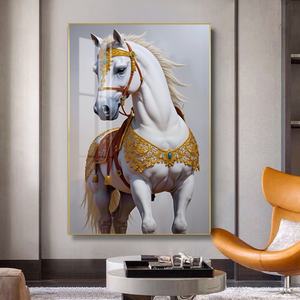 Affiche de décoration intérieure grand format, motif éléphant et cheval, impression sur toile, peinture en porcelaine cristalline, art mural animalier - Product Image 4