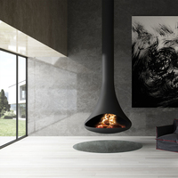 Elegante Estufa de Techo Colgante, Chimenea Interior Moderna de Leña Atomizada