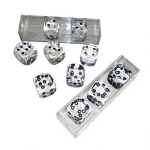 6 Side Clear Dice with Brass Pips Square for Table Game With storage Clear <b>Tray</b> Acrylic Lucite Dice - Product Image 2