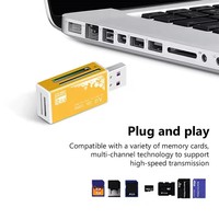 Lector de Tarjetas de Aleación con 4 Puertos USB 2.0, Adaptador de Tarjetas de Memoria Micro SD, TF, M2, MS Pro Duo, MMC, SDHC, DV para Teléfono y Cámara con Indicador LED