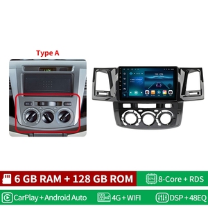 Krando Radio de coche de 9 pulgadas para <span class=keywords><strong>Toyota</strong></span> Fortuner <span class=keywords><strong>Hilux</strong></span> 2004-2014 Android Multimedia unidad principal navegación GPS inalámbrico CarPlay DSP 4G - Product Image 2