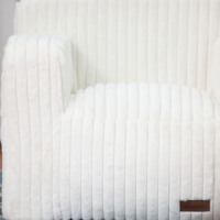 Sillón Individual de Diseño Japonés con Relleno de Espuma y Piel Sintética a Rayas, Funda Extraíble