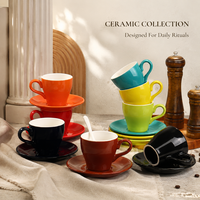 Ensemble tasse et soucoupe en céramique style barista pour l'art latte et le service de café, idéal pour l'hôtellerie et la vente au détail de café à domicile