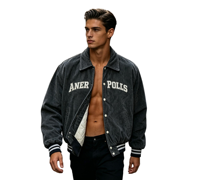 Veste de baseball en denim vintage unisexe imprimée DTG personnalisée Kornit, streetwear printemps