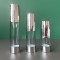 Bouteilles de lotion en plastique argenté de 15ml 30ml 50ml 100ml Bouteilles sans air en plastique colorées à cylindre personnalisé