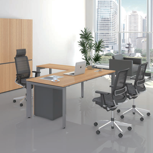 <span class=keywords><strong>Bureau</strong></span> de direction en forme de L de haute qualité avec <span class=keywords><strong>plateau</strong></span> en mélamine couleur <span class=keywords><strong>bois</strong></span> clair et pieds métalliques durables, avec extension latérale pour <span class=keywords><strong>bureau</strong></span> - Product Image 6