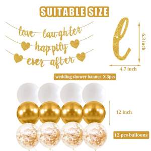 Sunbeauty Individuation Glitter Love Laughter and Happily Ever After Banner Or Décorations <span class=keywords><strong>de</strong></span> douche <span class=keywords><strong>de</strong></span> mariage - Product Image 2