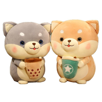 EN STOCK Peluche douce Kawaii Shiba Inu Boba Bubble Tea Cup, coussin en peluche, animal en peluche Boba Dog, rembourrage en coton PP, jouet brodé