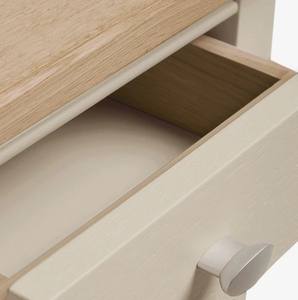 Mesita de noche moderna de 3 cajones, mesita de noche delgada con 3 cajones y mesa auxiliar de dormitorio con encimera de efecto roble - Product Image 6