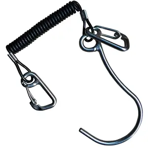 Cordão retrátil, corda conveniente, com laços de aço inoxidável, chaveiro de mola de pesca, cordão de segurança, corda elástica