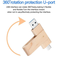 Unidad USB Giratoria de Madera Creativa Tipo C2 Integrada para Teléfono Móvil con Función de Grabado para Logotipo