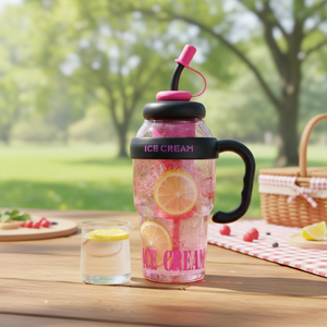 Vaso de Plástico de Gran Capacidad con Tapa, Asa, Popote e Infusor de Té - Para Estudiantes, Bebida Directa, Ecológico y Apto para Agua Hirviendo - Product Image 6