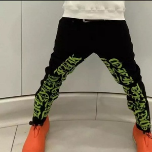 Pantalones Vaqueros Anchos de Algodón con Estampado Personalizado para Hombre, Estilo Urbano - Product Image 4