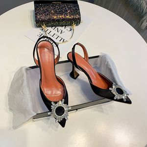 Solid Color Pointed Toe Women Sandals Rhinestone Sun Buckle One Strap <b>Wine</b> Cup Heel Comfort Breathable Daily Party Heels Wholesa - Product Image 2