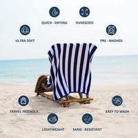 Serviette de plage rayée de luxe personnalisée, séchage rapide, en coton éponge surdimensionné, pour voyage et resort