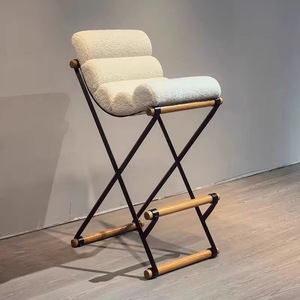 Modern Minimalist Bar Stool Stainless Steel Foldable Soft Seat Home Guesthouse Use - Product Image 3