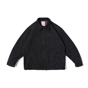 Grosir Jaket pria kualitas tinggi jaket kerja kanvas berat Logo kustom kerah kontras jaket Bomber pakaian tahan angin musim dingin - Product Image 4