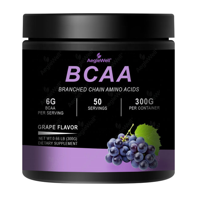 AegleWell BCAA Powder Grape Flavor - Pre & Post Workout Branched Chain Amino Acids Supplement for Muscle Recovery, Endurance