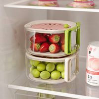 Schattige 2-In-1 Huishoudelijke Plastic Voedselopslagcontainer Nieuwe Fruitgroente Expansie Filtratie Uitdroging Mand Organiseren