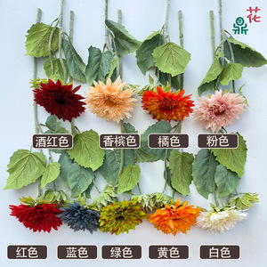 Nouvelle Collection : Fleur Artificielle Tournesol Flocqué à 2 Têtes, 63cm, en Soie, Décoration d'Intérieur - Product Image 4
