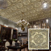 Panneaux artistiques en PVC or ancien facile à installer Ceil de toiture usé Faux finition Carreaux muraux décoratifs en étain imperméables