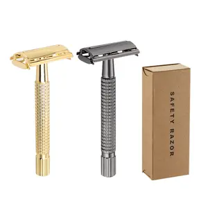 Eco-friendly Mens Luxury Safety Razor Extended Handle Zinc Alloy Steel Double Edge Butterfly Safety Razor