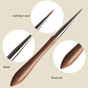 Ensemble de 5 pinceaux de précision pour nail art avec manche en noyer, en nylon durable, formes multiples, ovales, à pointe fine, pour manucure en salon - Product Image 3