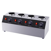 Chauffe-sauces commercial quatre bouteilles en acier inoxydable, machine à faire fondre le chocolat, pot chauffant pour confiture et fudge chaud pour restaurant