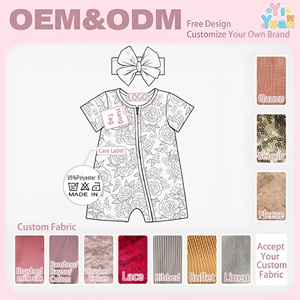Conjunto <span class=keywords><strong>de</strong></span> Ropa <span class=keywords><strong>de</strong></span> Verano Casual para Bebé: Pelele <span class=keywords><strong>de</strong></span> Manga Corta con Cremallera y Estampados Variados, con Diadema a Juego para Niña Pequeña - Product Image 2